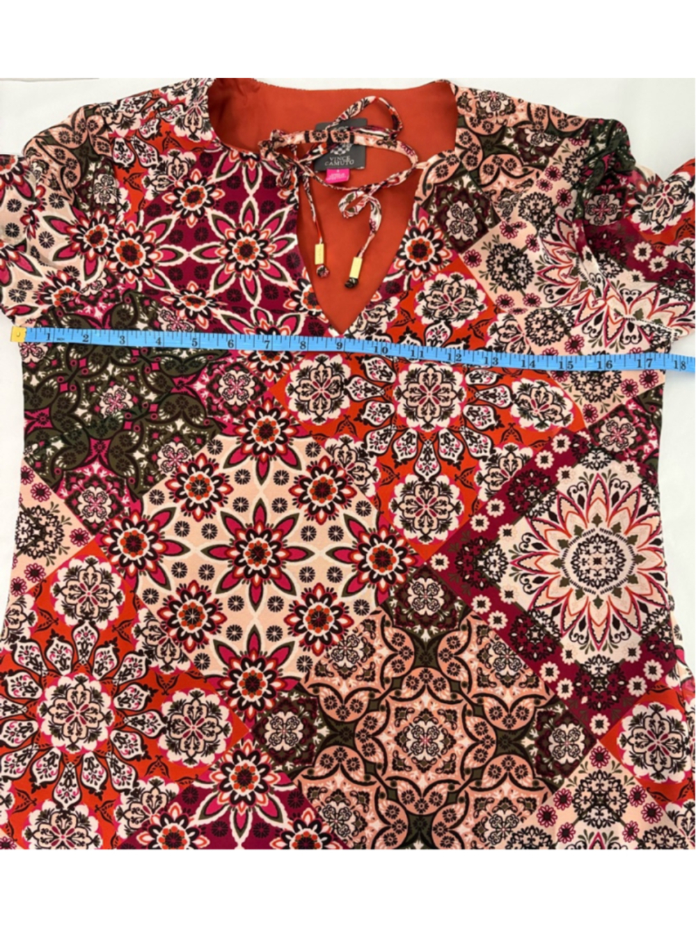 Vince Camuto Medallion Print Shift Dress Sz 0 Red EUC - Picture 7 of 10